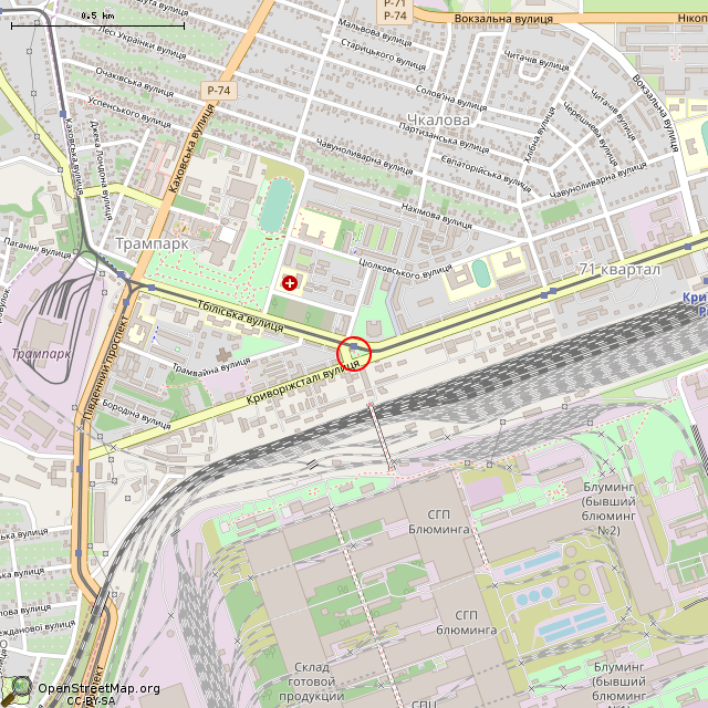 Карта где находится Постамент памятника-бюста Г. К. Орджоникидзе (Кривой Рог) в среднем масштабе