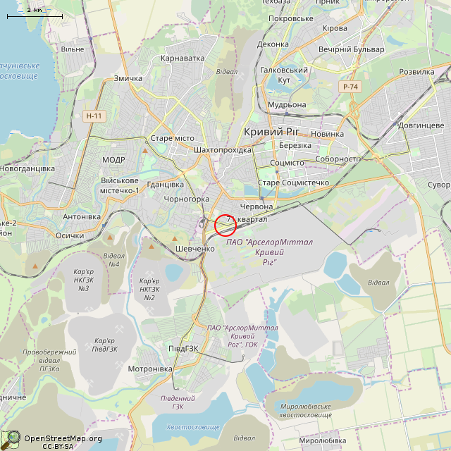 Карта где находится Постамент памятника-бюста Г. К. Орджоникидзе (Кривой Рог) в мелком масштабе