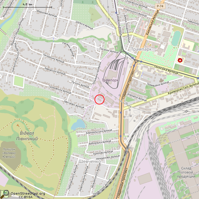 Карта где находится Заброшенное административное здание (Кривой Рог)      | заброшенный, неиспользуемый объект в среднем масштабе