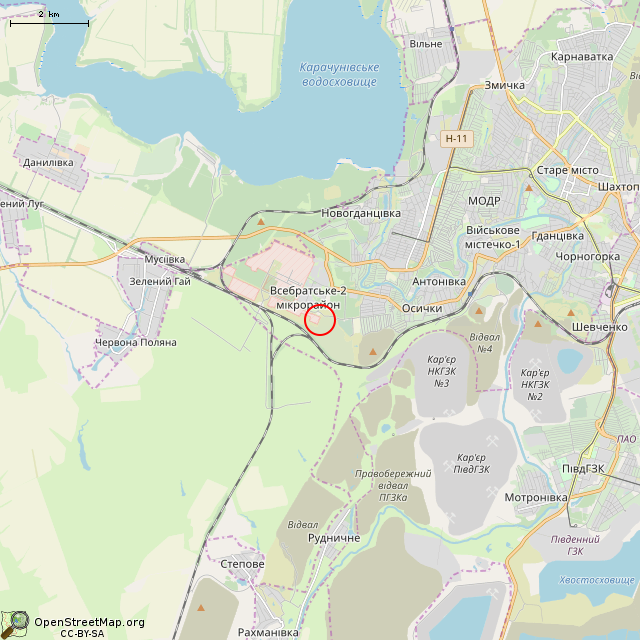 Карта где находится Могила неизвестного солдата (Кривой Рог) в мелком масштабе