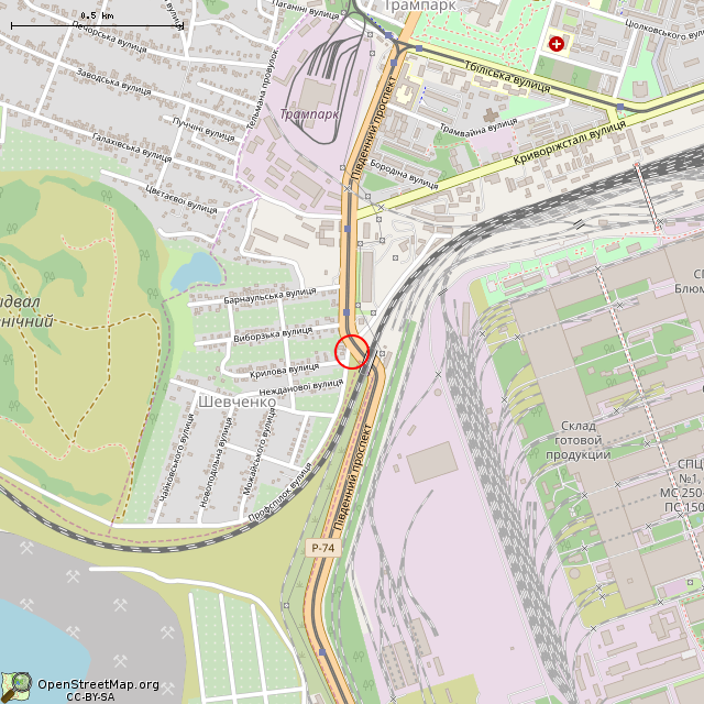 Карта где находится Памятный знак жертвам фашизма (Кривой Рог) в среднем масштабе