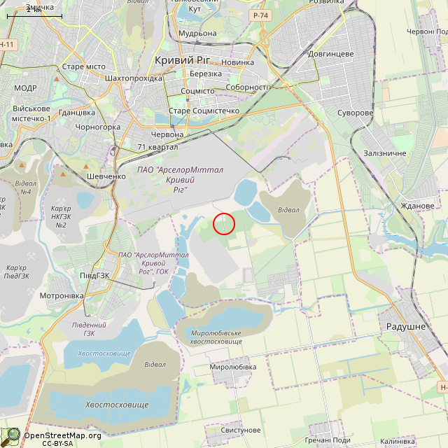Карта где находится Глобус (Кривой Рог) в мелком масштабе