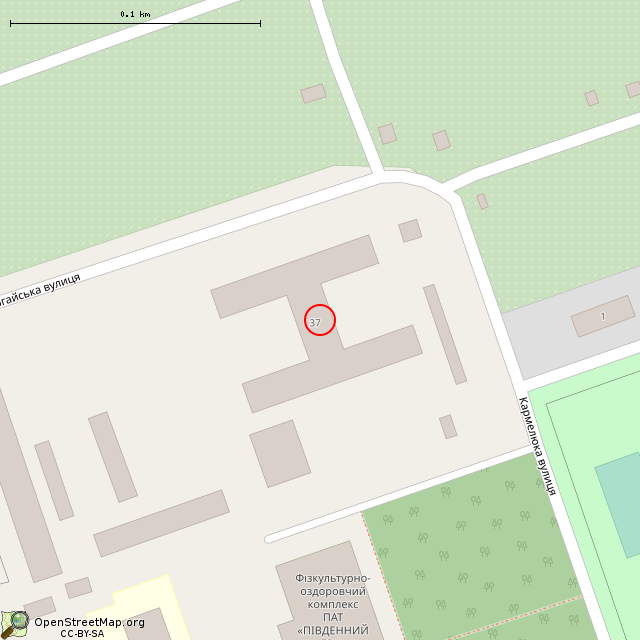 Карта где находится ул. Кармелюка, 37 (Кривой Рог) в крупном масштабе