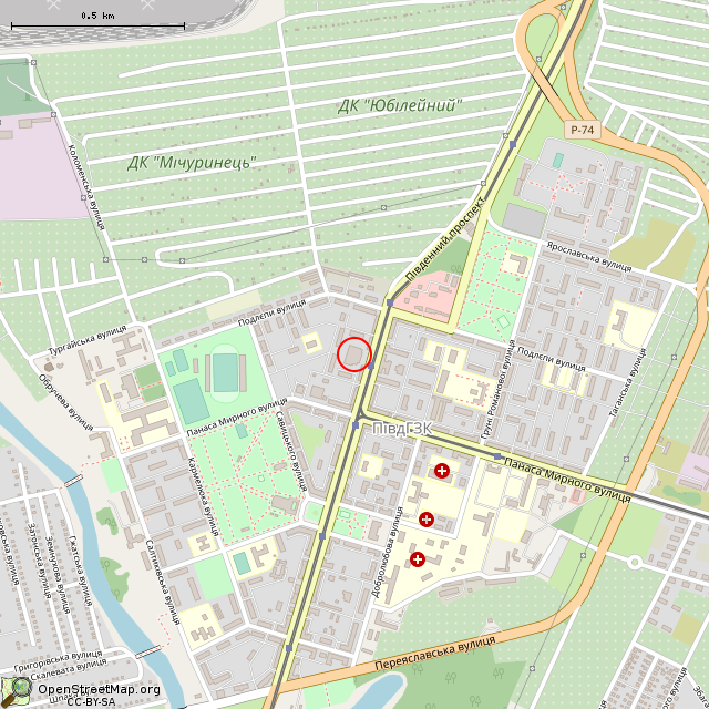 Карта где находится Торгово-развлекательный комплекс «Звезда» (Кривой Рог) в среднем масштабе