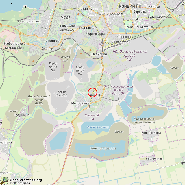 Карта где находится Торгово-развлекательный комплекс «Звезда» (Кривой Рог) в мелком масштабе