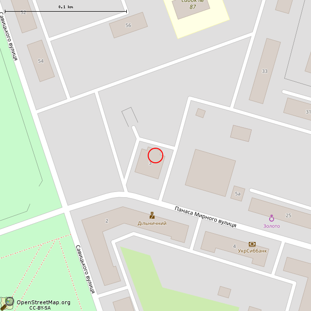 Карта где находится ул. Панаса Мирного, 3 (Кривой Рог) в крупном масштабе