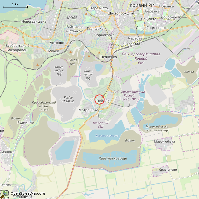 Карта где находится ул. Панаса Мирного, 3 (Кривой Рог) в мелком масштабе