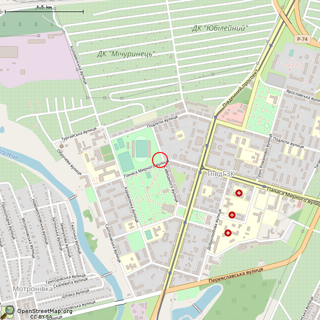Карта где находится Вход на стадион (Кривой Рог) в среднем масштабе