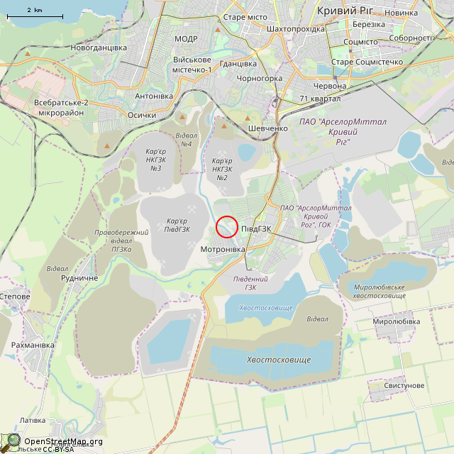Карта где находится Вход в погреб (Кривой Рог)      | развалины, руины в мелком масштабе