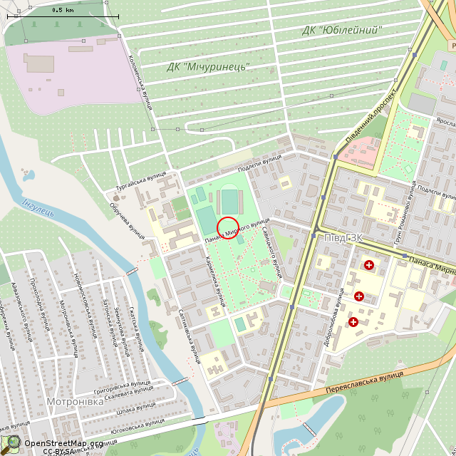 Карта где находится Старая афишная стена (Кривой Рог) в среднем масштабе