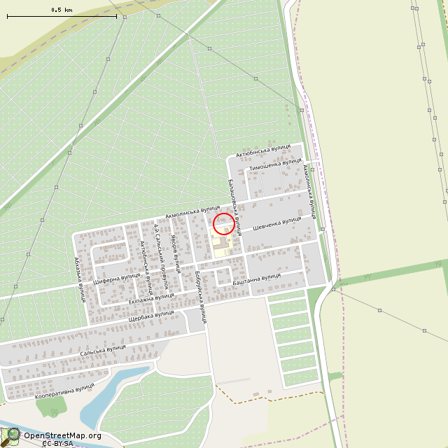 Карта где находится Недостроенные хозяйственные помещения школы (Кривой Рог) в среднем масштабе