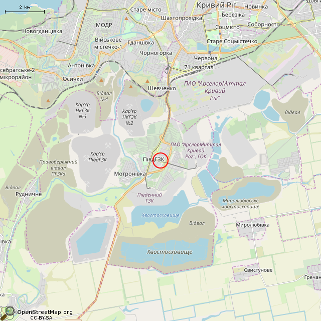 Карта где находится ул. Панаса Мирного, 21 (Кривой Рог) в мелком масштабе