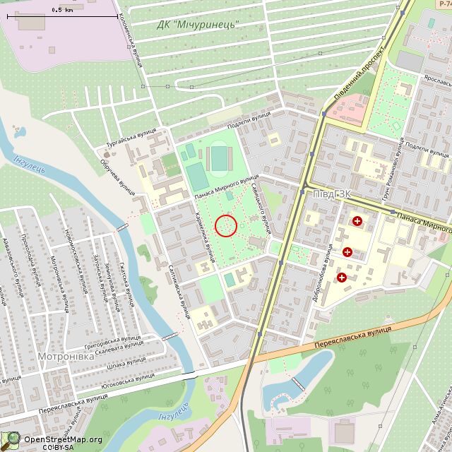 Карта где находится Братская могила советских воинов (Кривой Рог) в среднем масштабе