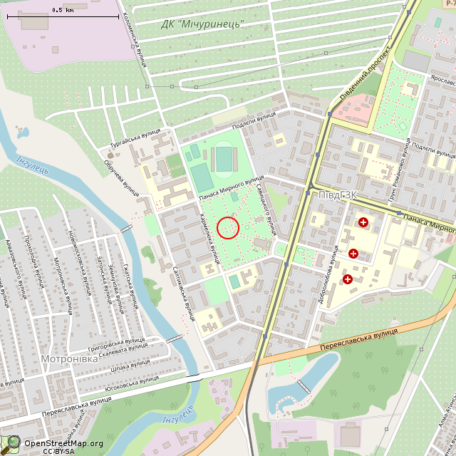 Карта где находится Комплекс мемориальных плит (Кривой Рог) в среднем масштабе
