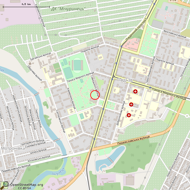 Карта где находится Геологический скансен (Кривой Рог) в среднем масштабе