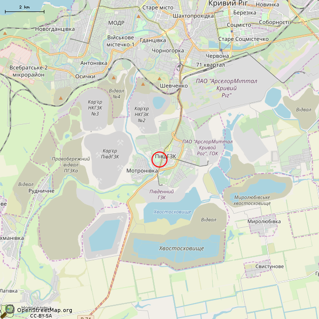 Карта где находится Геологический скансен (Кривой Рог) в мелком масштабе