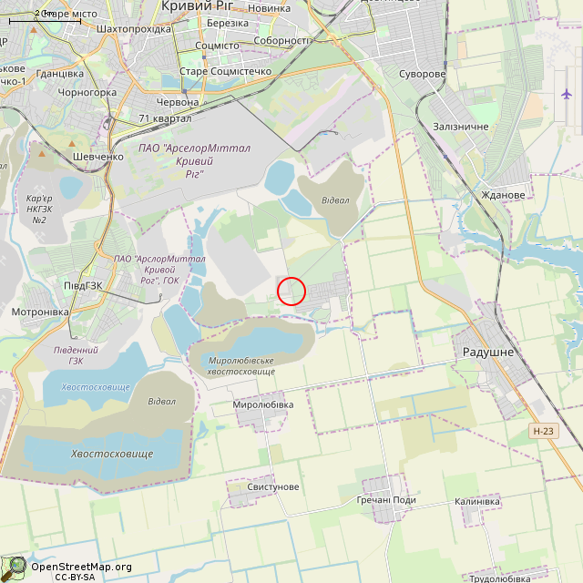 Карта где находится Фонтан (Кривой Рог) в мелком масштабе