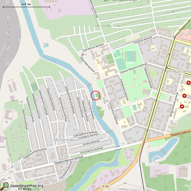 Карта где находится Обнажение аркозовых песчаников (Кривой Рог) в среднем масштабе