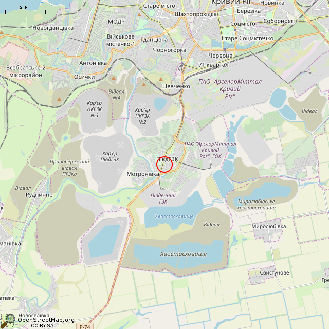 Карта где находится Фонтан (Кривой Рог)      | вода в мелком масштабе