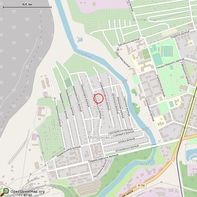 Карта где находится Мотроновская ул., 24 (Кривой Рог) в среднем масштабе