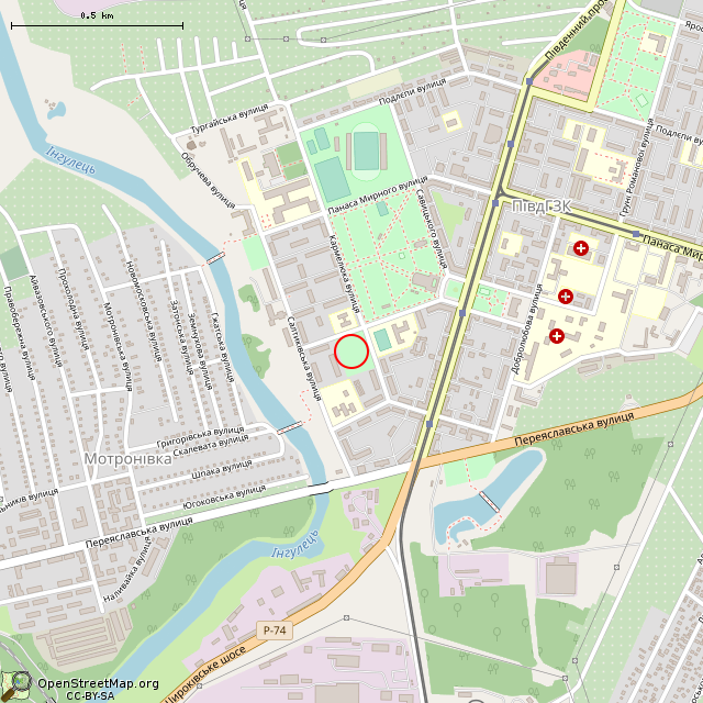 Карта где находится Памятный знак «Участникам ликвидации аварии на ЧАЭС» (Кривой Рог) в среднем масштабе