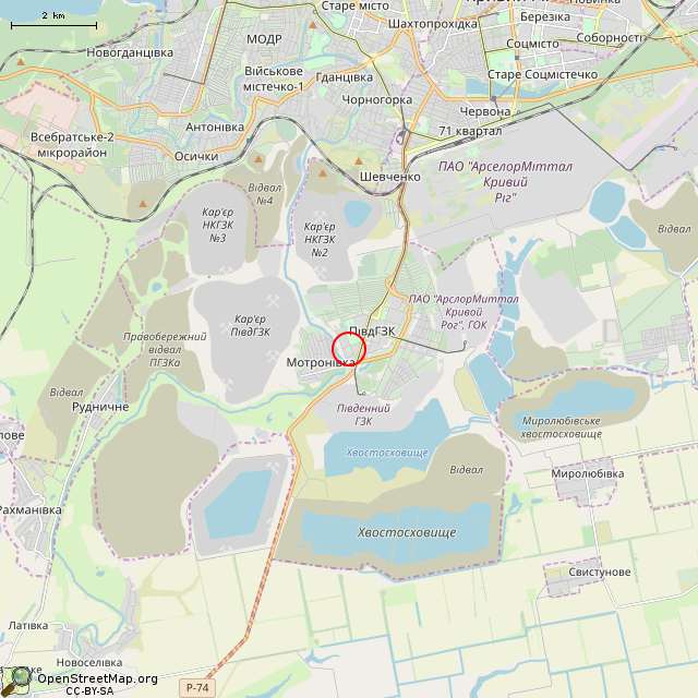 Карта где находится Памятный знак «Участникам ликвидации аварии на ЧАЭС» (Кривой Рог) в мелком масштабе