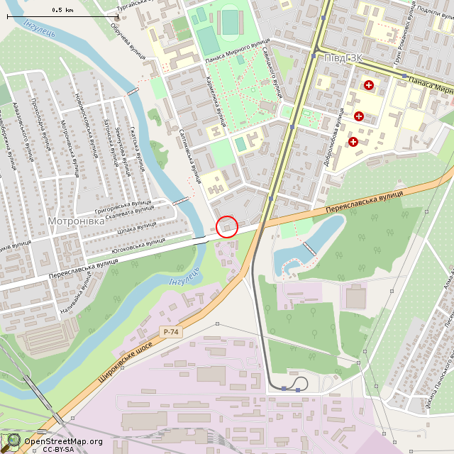 Карта где находится Бывший магазин № 1 (Кривой Рог) в среднем масштабе