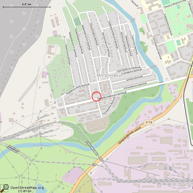 Карта где находится Светодинамическая композиция (Кривой Рог) в среднем масштабе