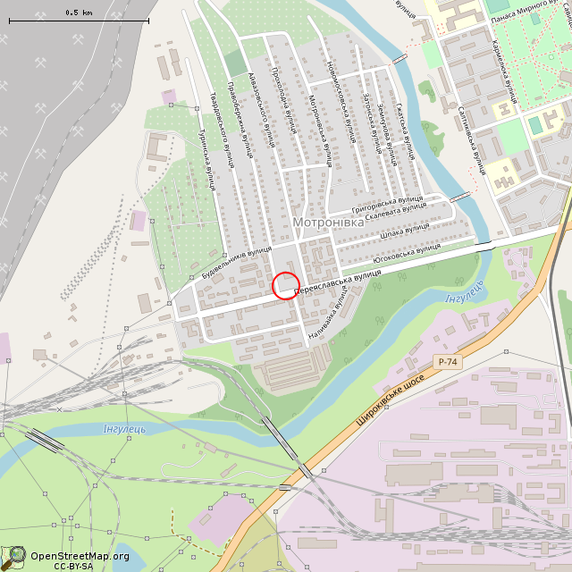 Карта где находится Скульптура «Глобус» (Кривой Рог) в среднем масштабе