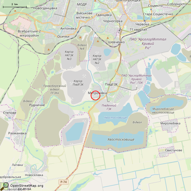 Карта где находится Скульптура «Глобус» (Кривой Рог) в мелком масштабе