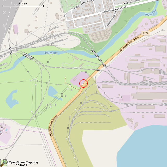 Карта где находится Неиспользуемое здание (Кривой Рог) в среднем масштабе