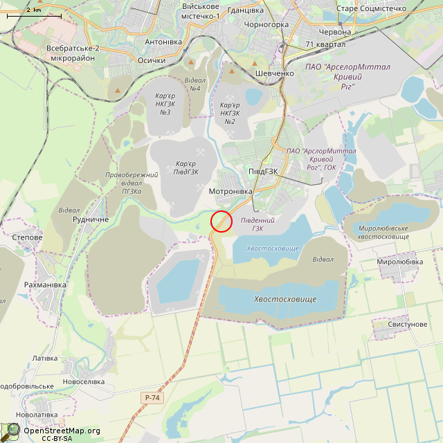 Карта где находится Неиспользуемое здание (Кривой Рог) в мелком масштабе