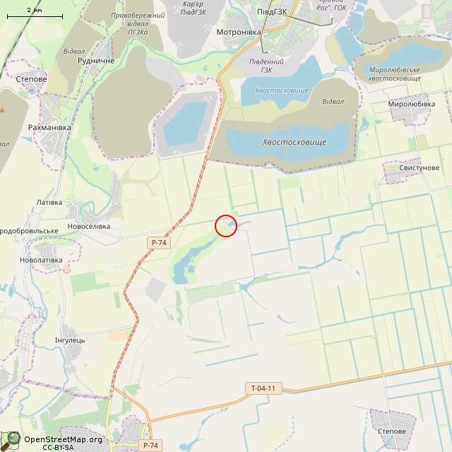 Карта где находится Водосброс шахтных вод в мелком масштабе