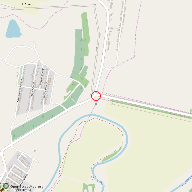 Карта где находится Скульптура «Кузнец Ингулец и Рудана» (Кривой Рог) в среднем масштабе