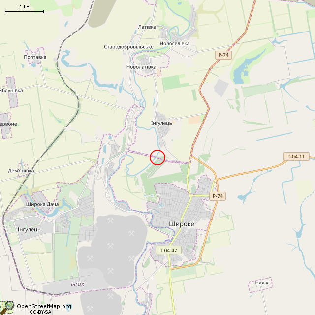 Карта где находится Памятный знак (Кривой Рог) в мелком масштабе