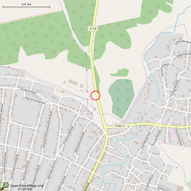 Карта где находится Поклонный крест (Широкое) в среднем масштабе