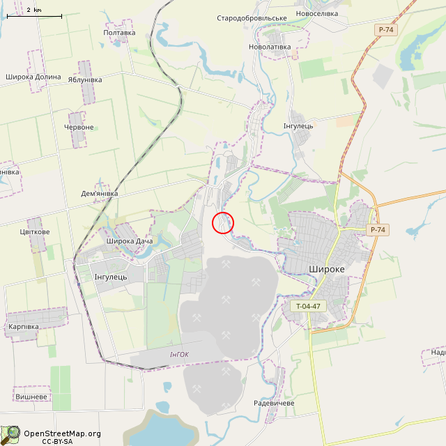 Карта где находится Скульптура «Шахтёр» (Кривой Рог) в мелком масштабе