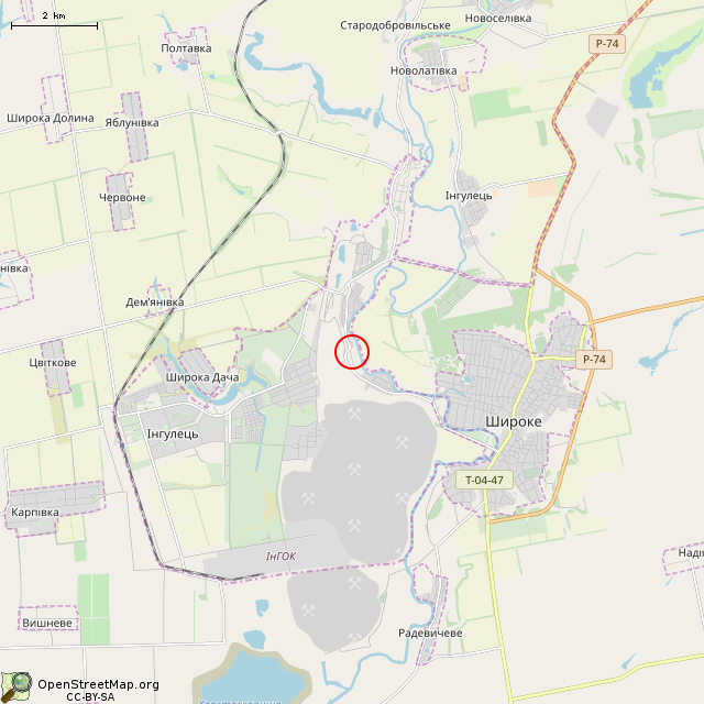 Карта где находится Братская могила советских воинов (Кривой Рог) в мелком масштабе