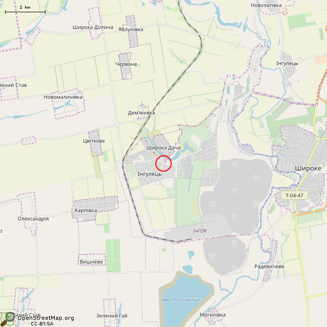 Карта где находится Скульптура «Влюбленные» (Кривой Рог) в мелком масштабе