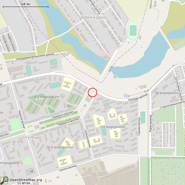 Карта где находится Каскадный фонтан (Кривой Рог) в среднем масштабе