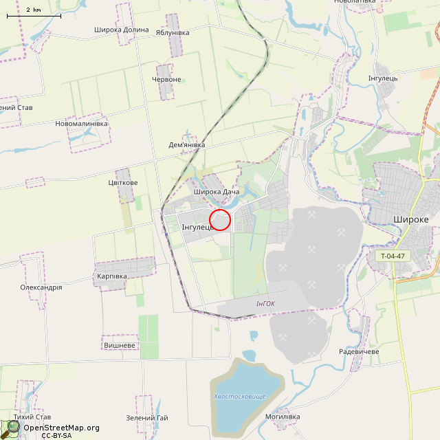 Карта где находится Памятный знак (Кривой Рог) в мелком масштабе