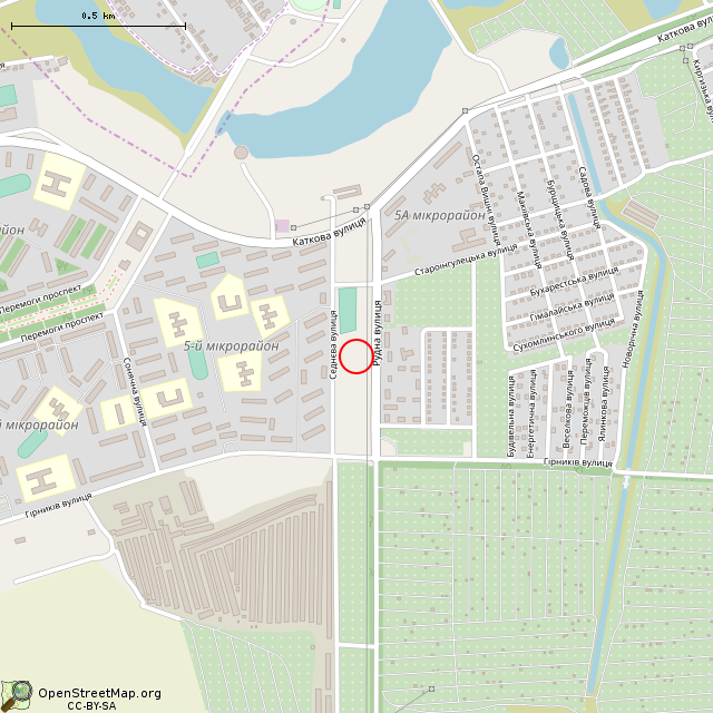 Карта где находится Монумент «Слава» и могила Героя Советского Союза Ф. Л. Каткова (Кривой Рог) в среднем масштабе