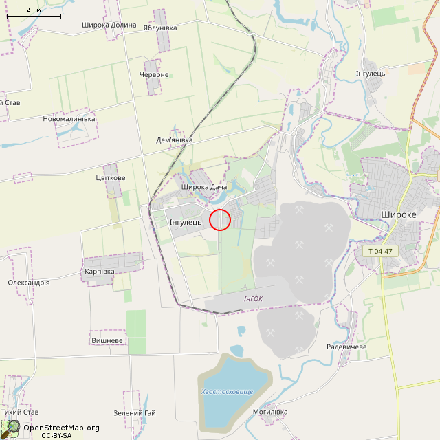 Карта где находится Монумент «Слава» и могила Героя Советского Союза Ф. Л. Каткова (Кривой Рог) в мелком масштабе