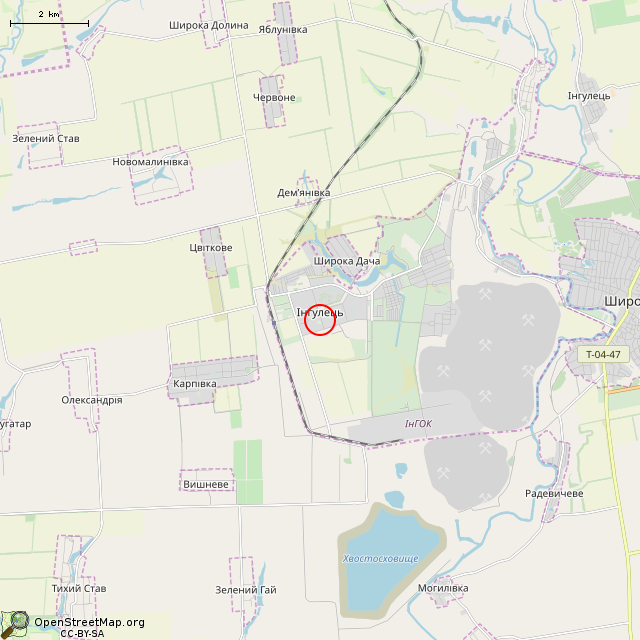 Карта где находится Памятний знак (Кривой Рог) в мелком масштабе