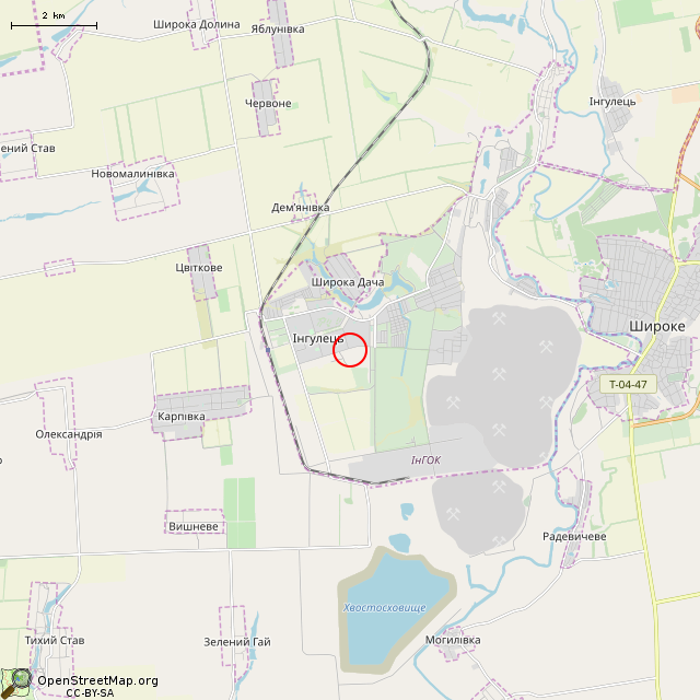 Карта где находится Памятный знак (Кривой Рог) в мелком масштабе