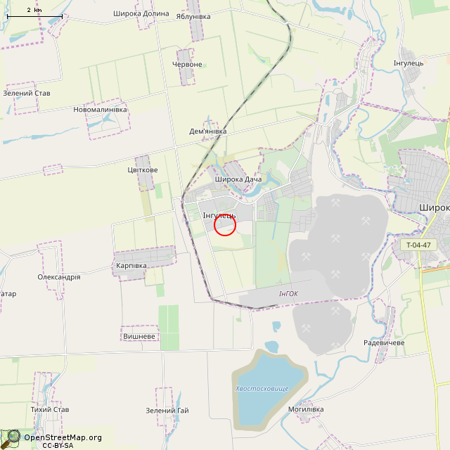 Карта где находится Памятный знак (Кривой Рог) в мелком масштабе