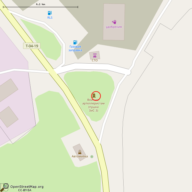 Карта где находится Памятник воинам-артиллеристам (Апостолово) в крупном масштабе