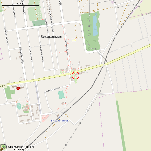 Карта где находится Мемориальный комплекс (Высокополье) в среднем масштабе