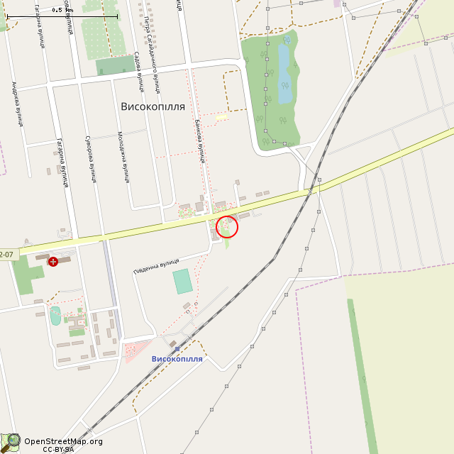 Карта где находится Бюст лейтенанта Я. Л. Андреева (Высокополье) в среднем масштабе