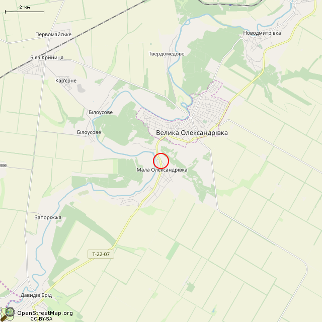 Карта где находится Мемориал на братской могиле (Малая Александровка) в мелком масштабе